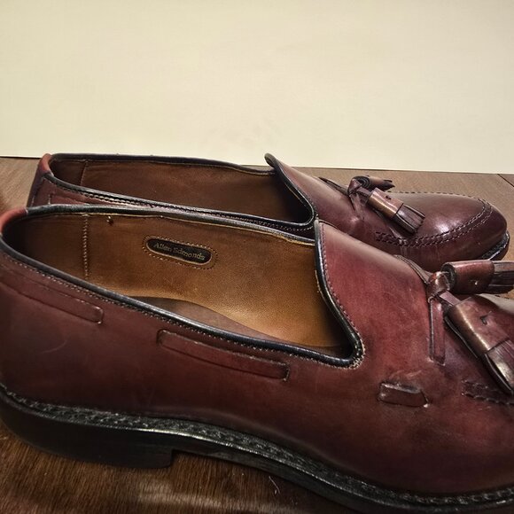 ALLEN EDMONDS Grayson Tassel Loafers Burgundy Leather Size 9 1/2A Made in USA - Picture 5 of 13